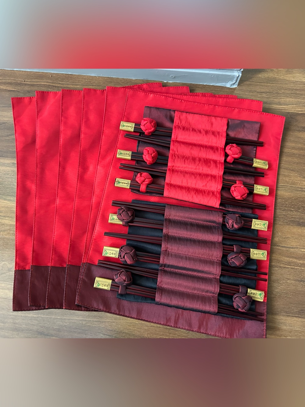 Vintage Chinese Placemat and Chopsticks Sets